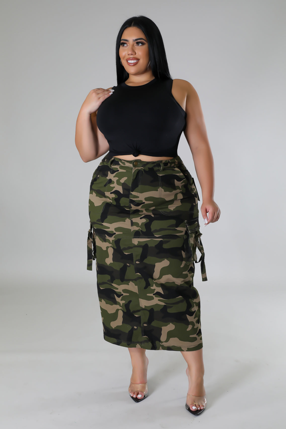 【WONDER WONDER】Taking Camo Military Pile Midi Skirt Taking Camo Military Midi Skirt - WONDER WONDER | 60