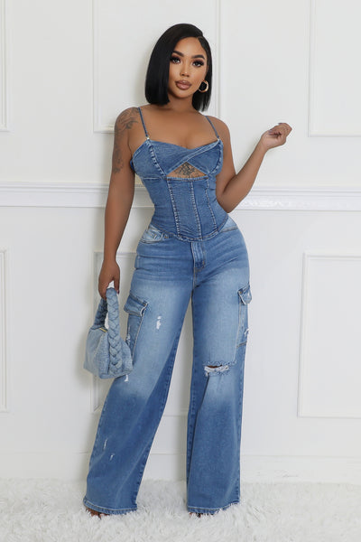 パンツ A GOOD BAD INFLUENCE W WAIST DENIM JEAN Claire 02Low Bootcut Jeans Vintage Blue MADLADY