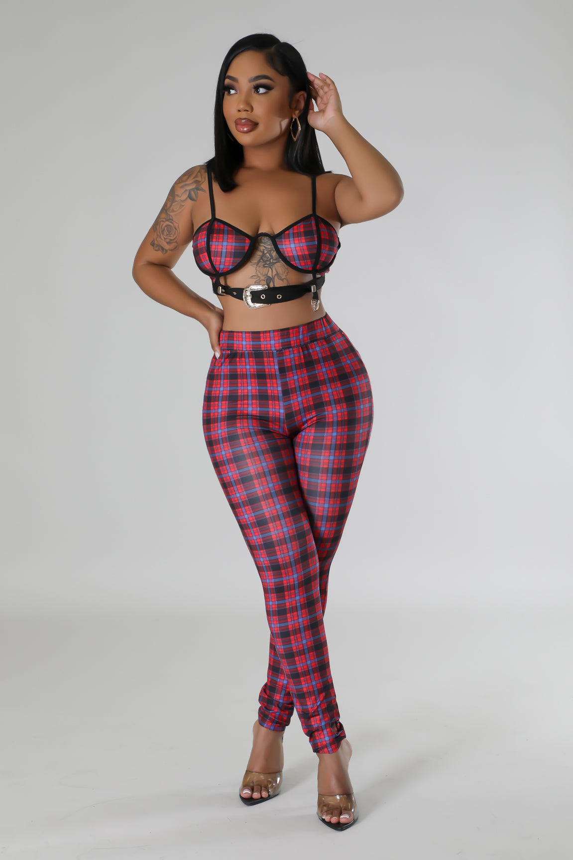 Check On Me Plaid Pant Set