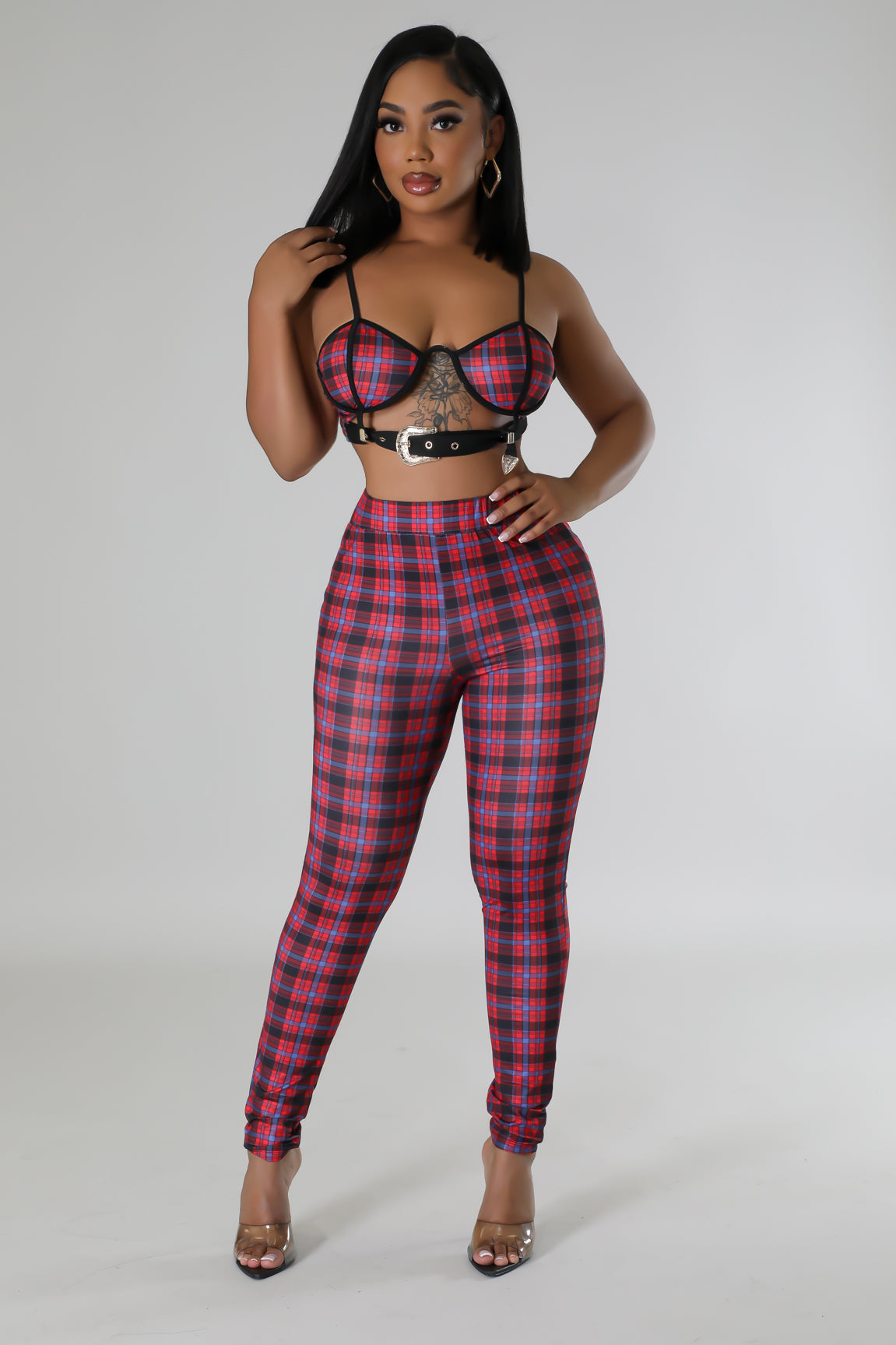 Check On Me Plaid Pant Set