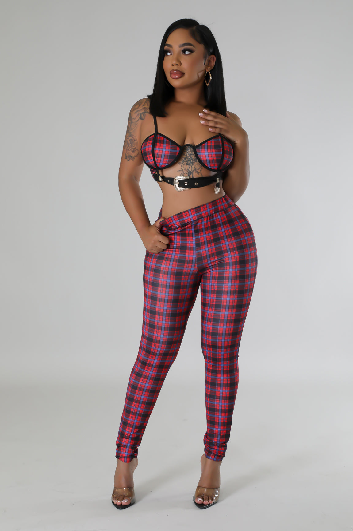 Check On Me Plaid Pant Set