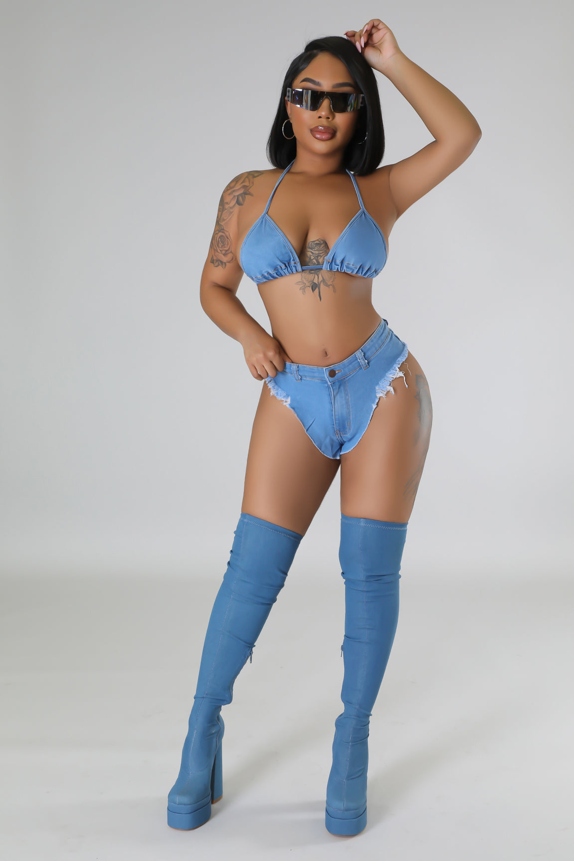 Denim Girly Short Set