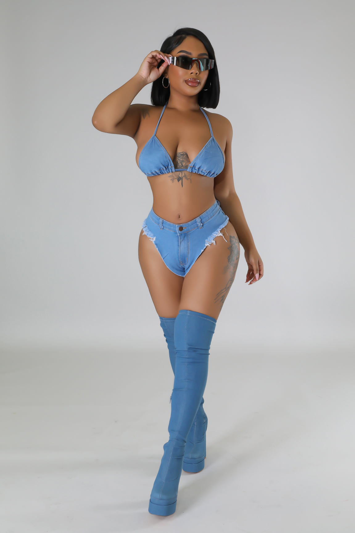 Denim Girly Short Set