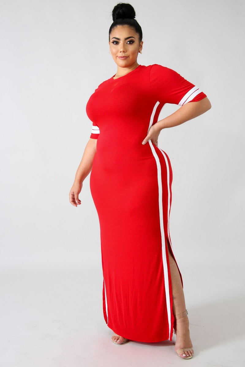 Striped Jersey Maxi Slit Dress | vendor-unknown – GitiOnline