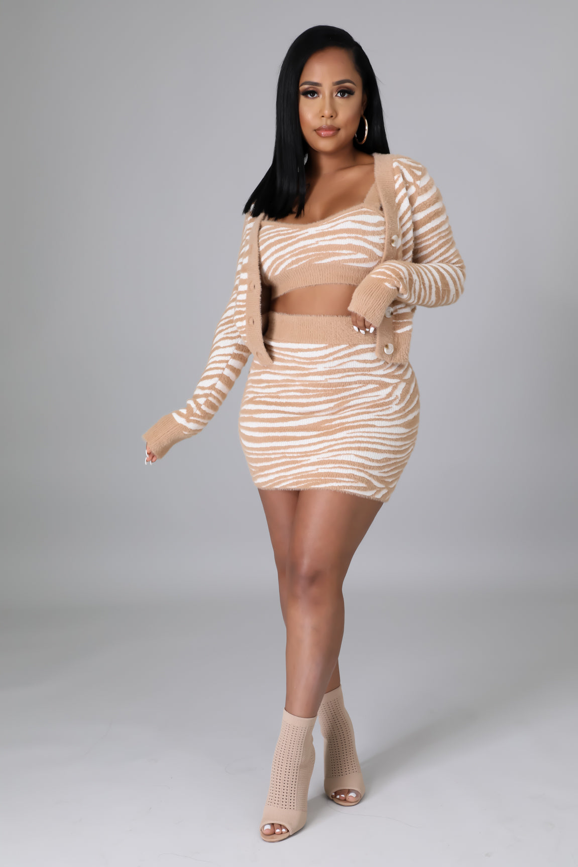 3pc Wild Fuzz Skirt Set