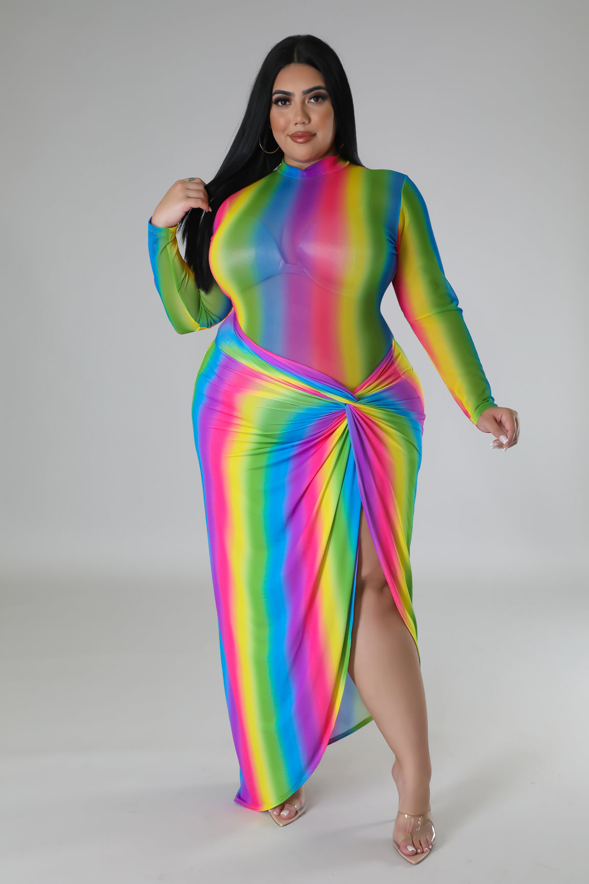 Colorful Vision Bodysuit Skirt Set