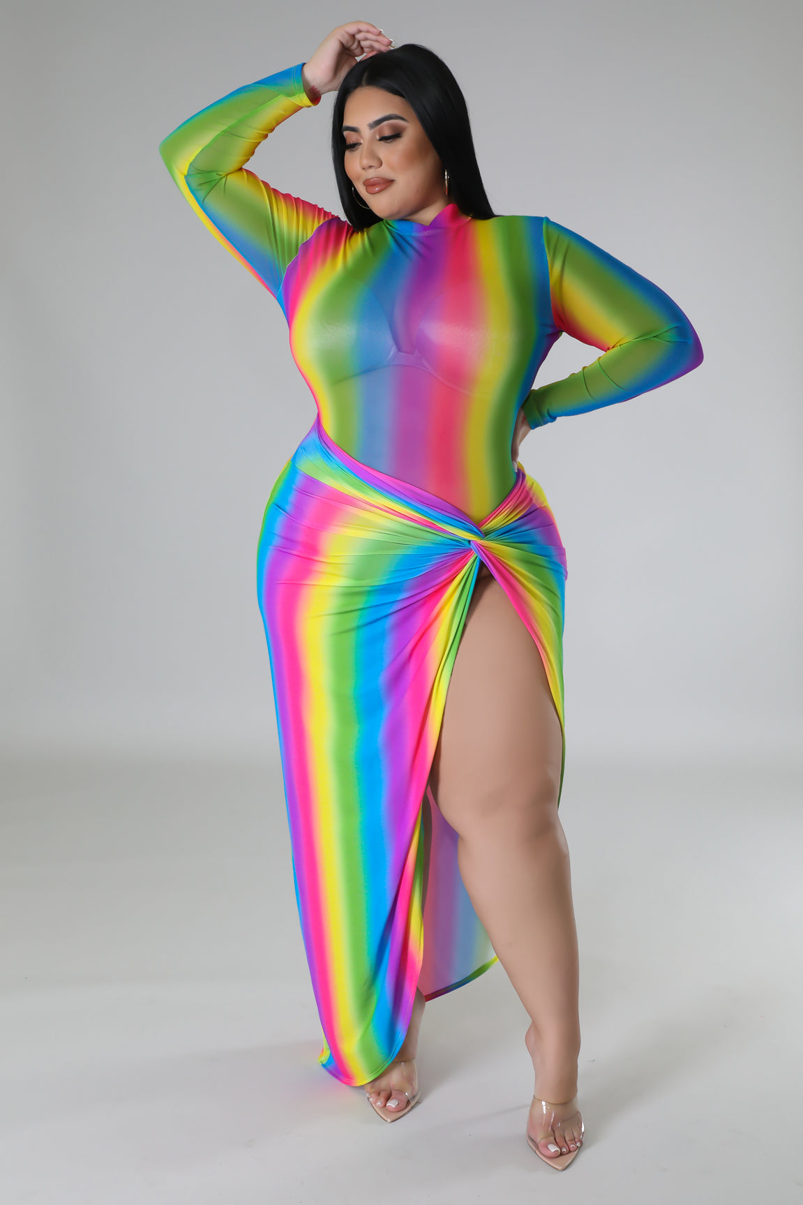 Colorful Vision Bodysuit Skirt Set