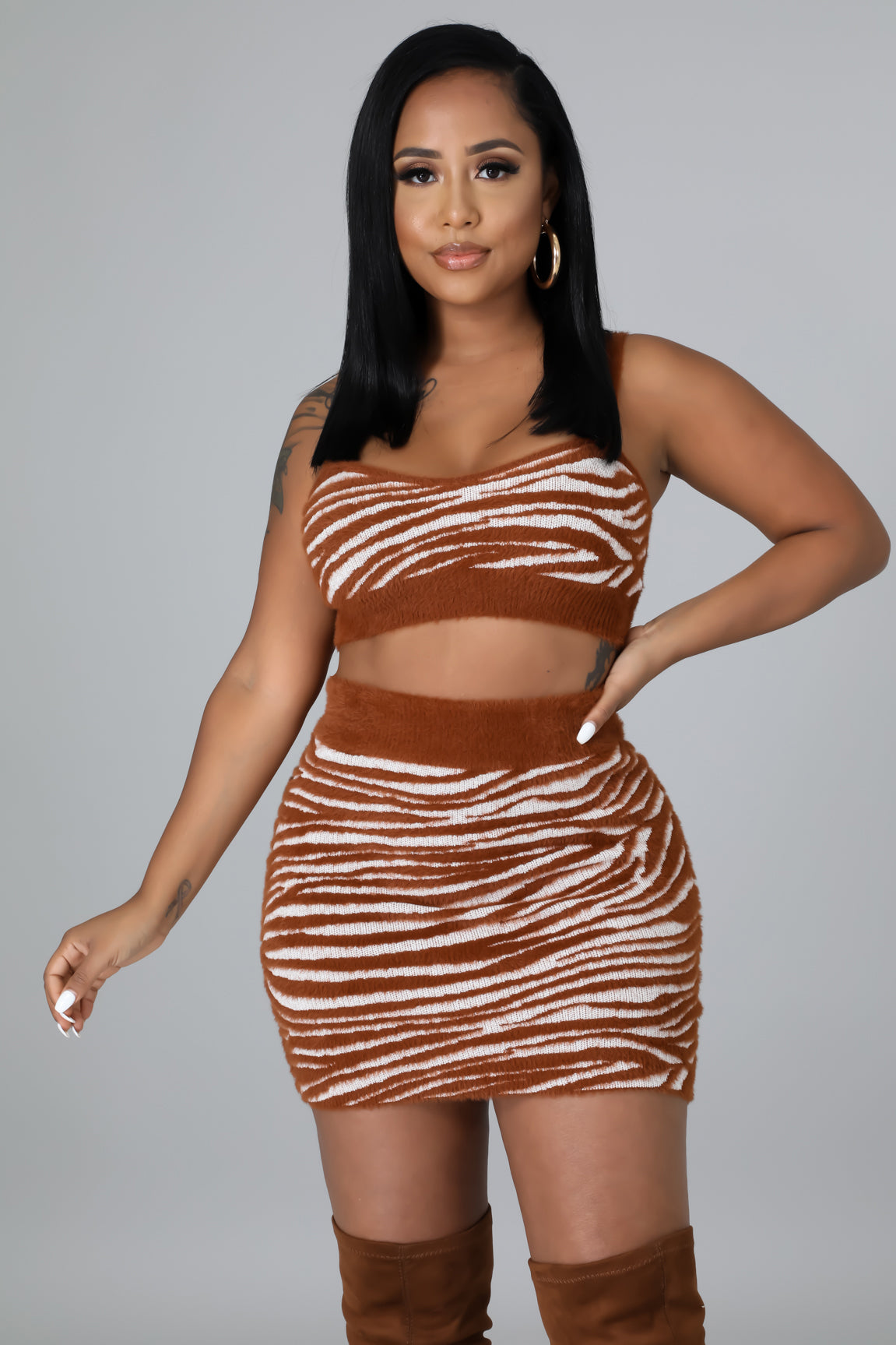 3pc Wild Fuzz Skirt Set