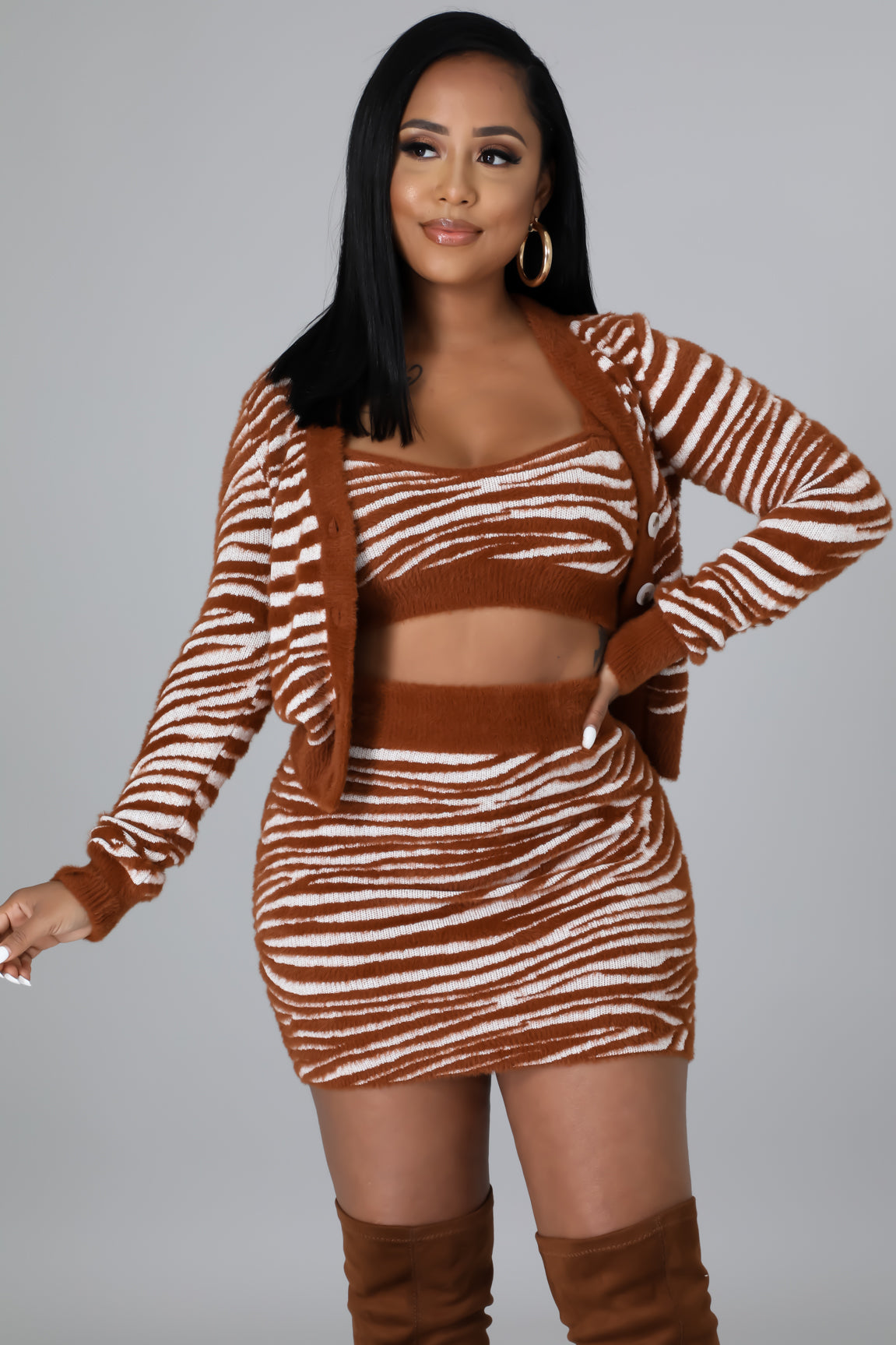 3pc Wild Fuzz Skirt Set