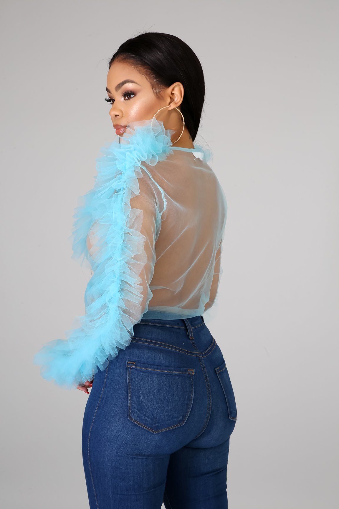 Tulle Sheer Tie Crop Top