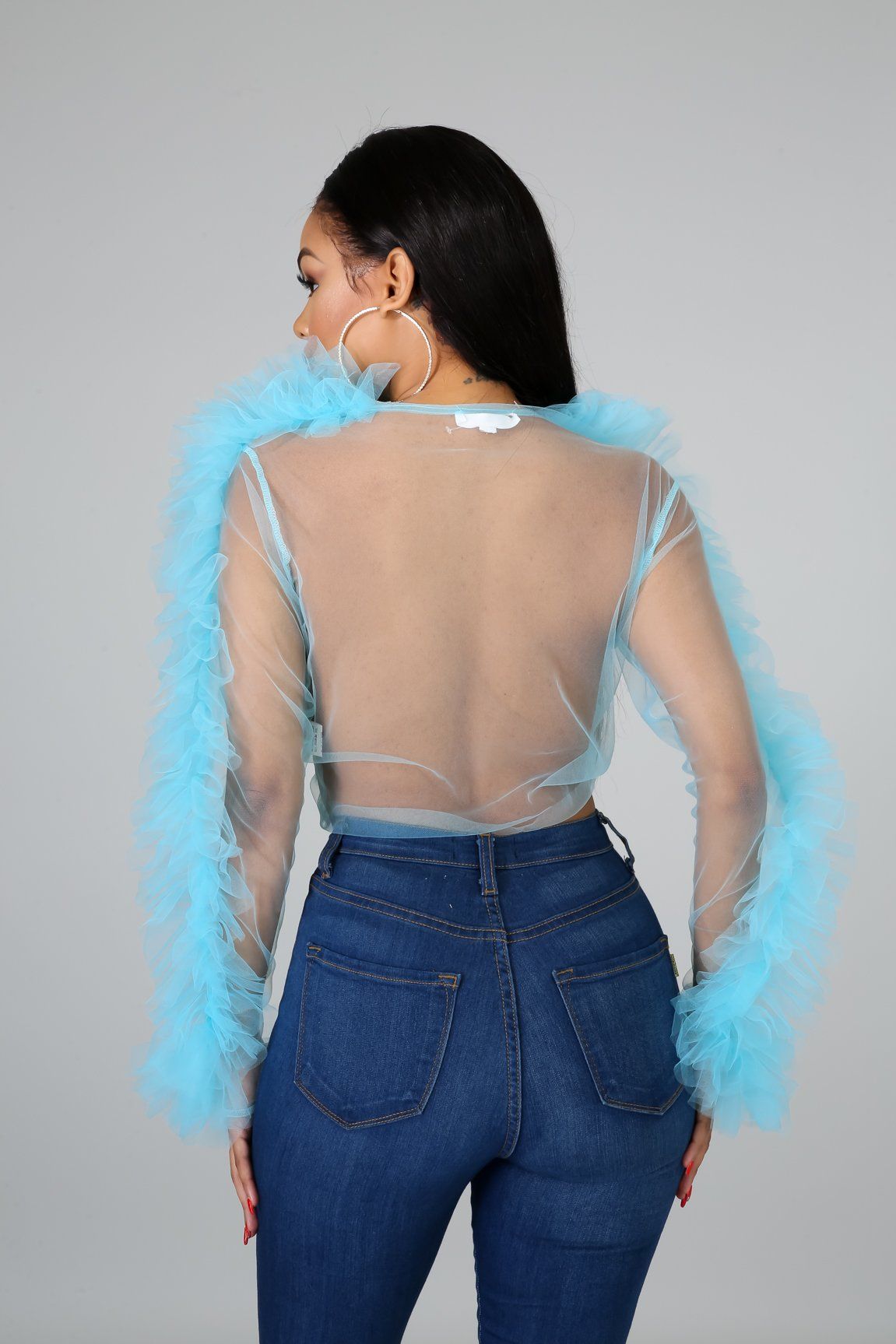 Tulle Sheer Tie Crop Top