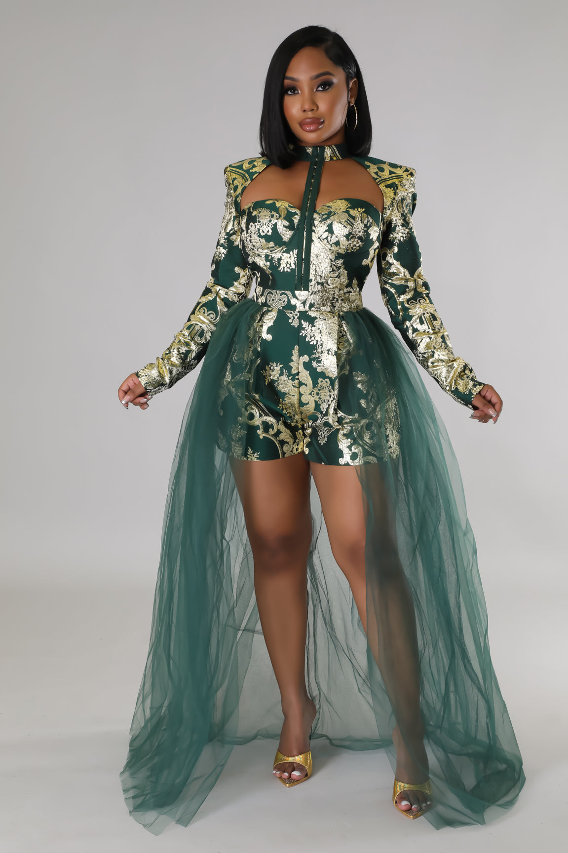 Romper dress on sale with train