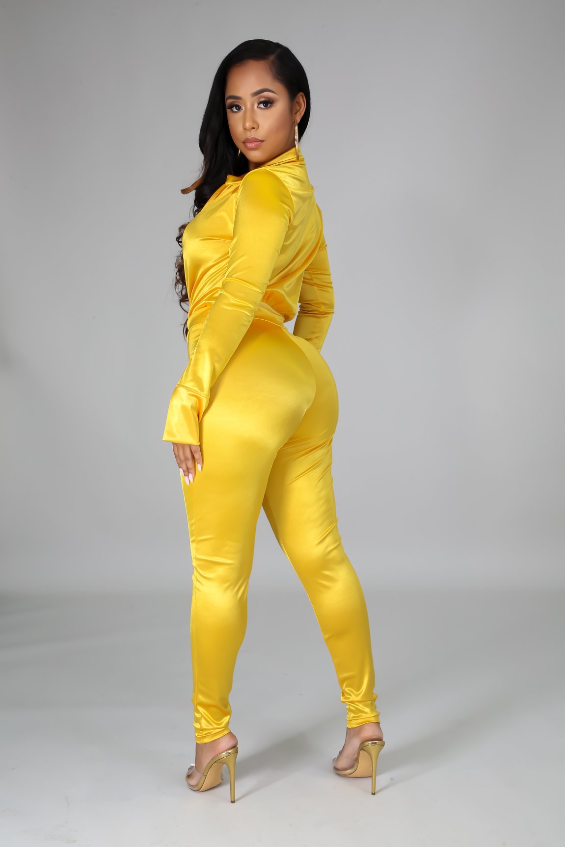 Satin Power Bodysuit Pant Set