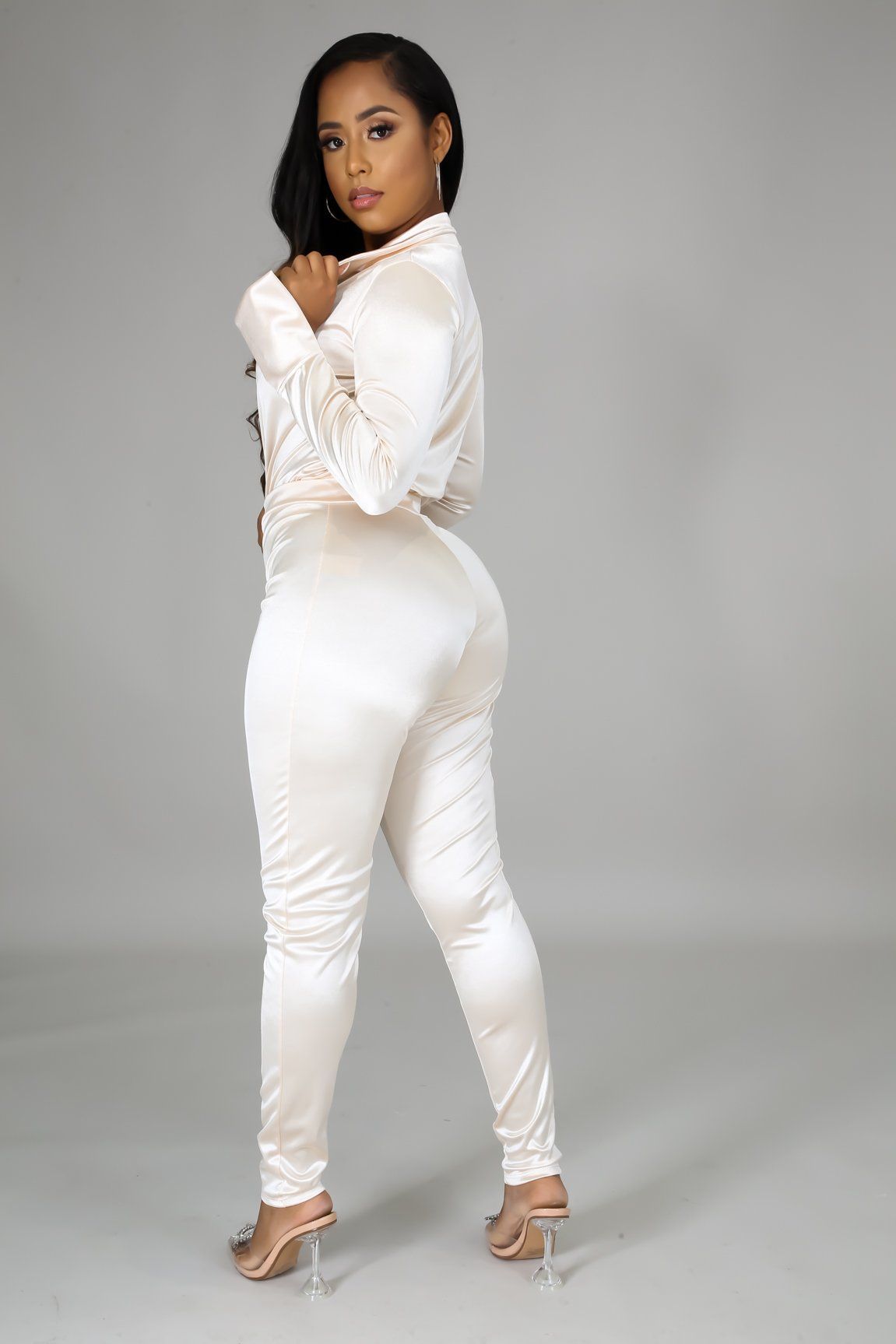 Satin Power Bodysuit Pant Set