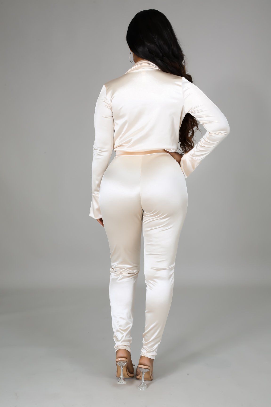 Satin Power Bodysuit Pant Set