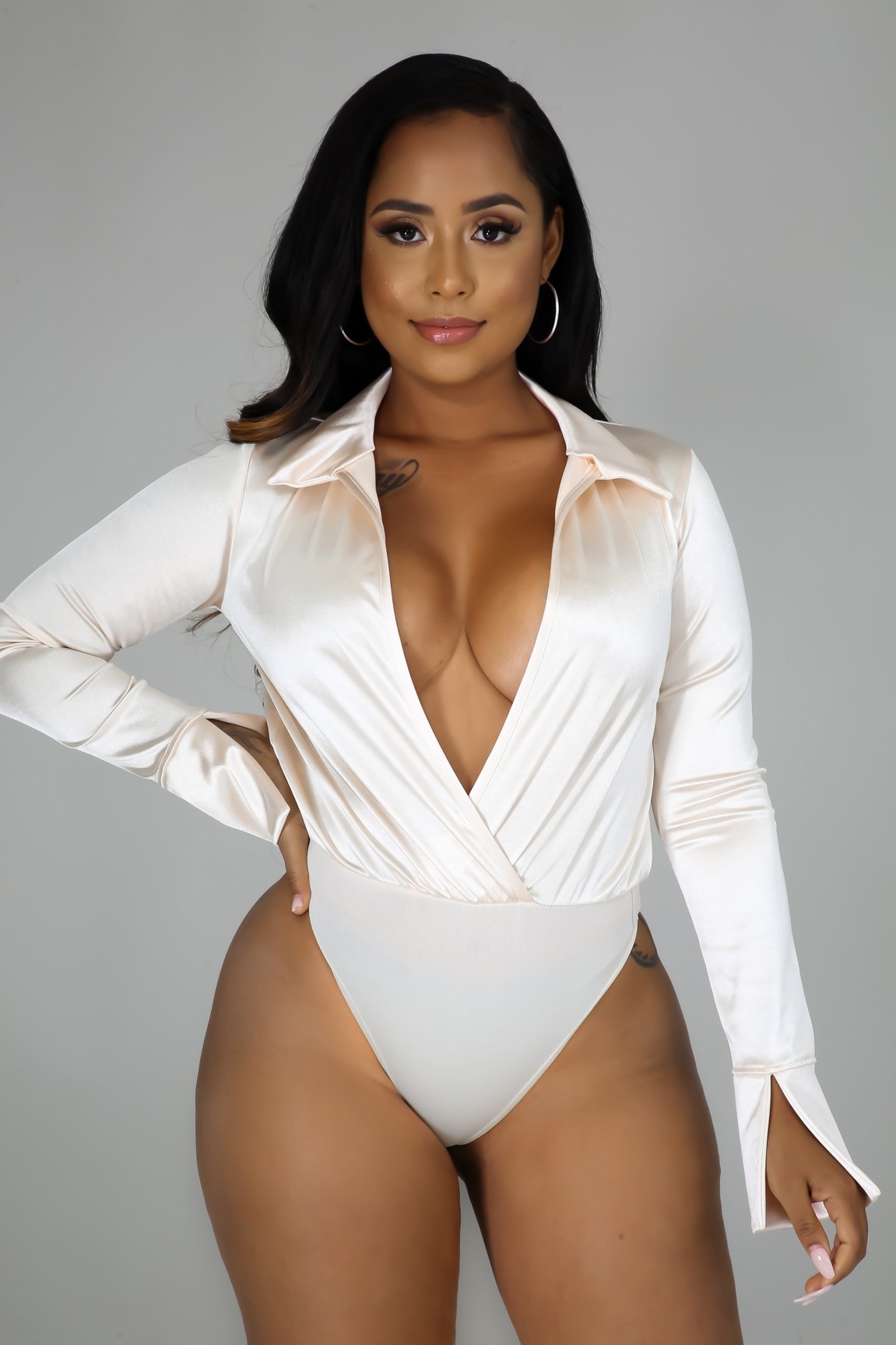 Satin Power Bodysuit Pant Set