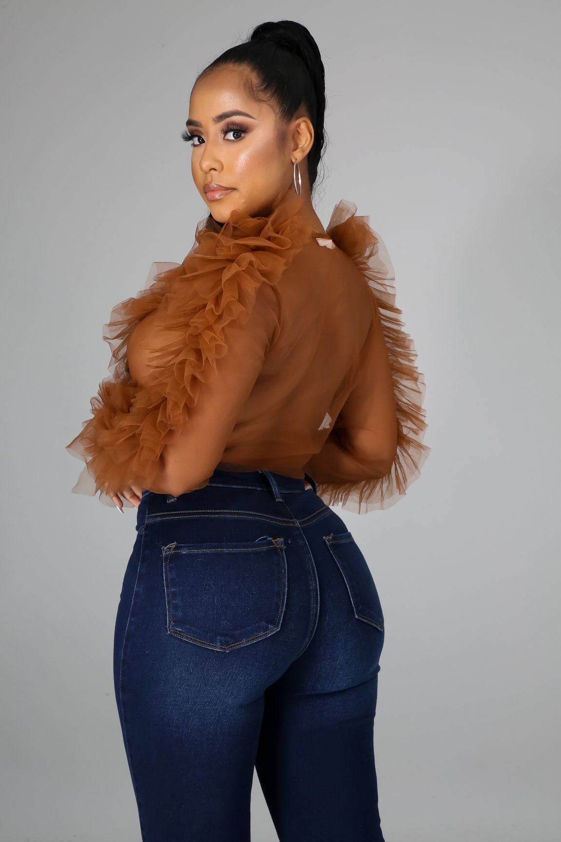 Tulle Sheer Tie Crop Top