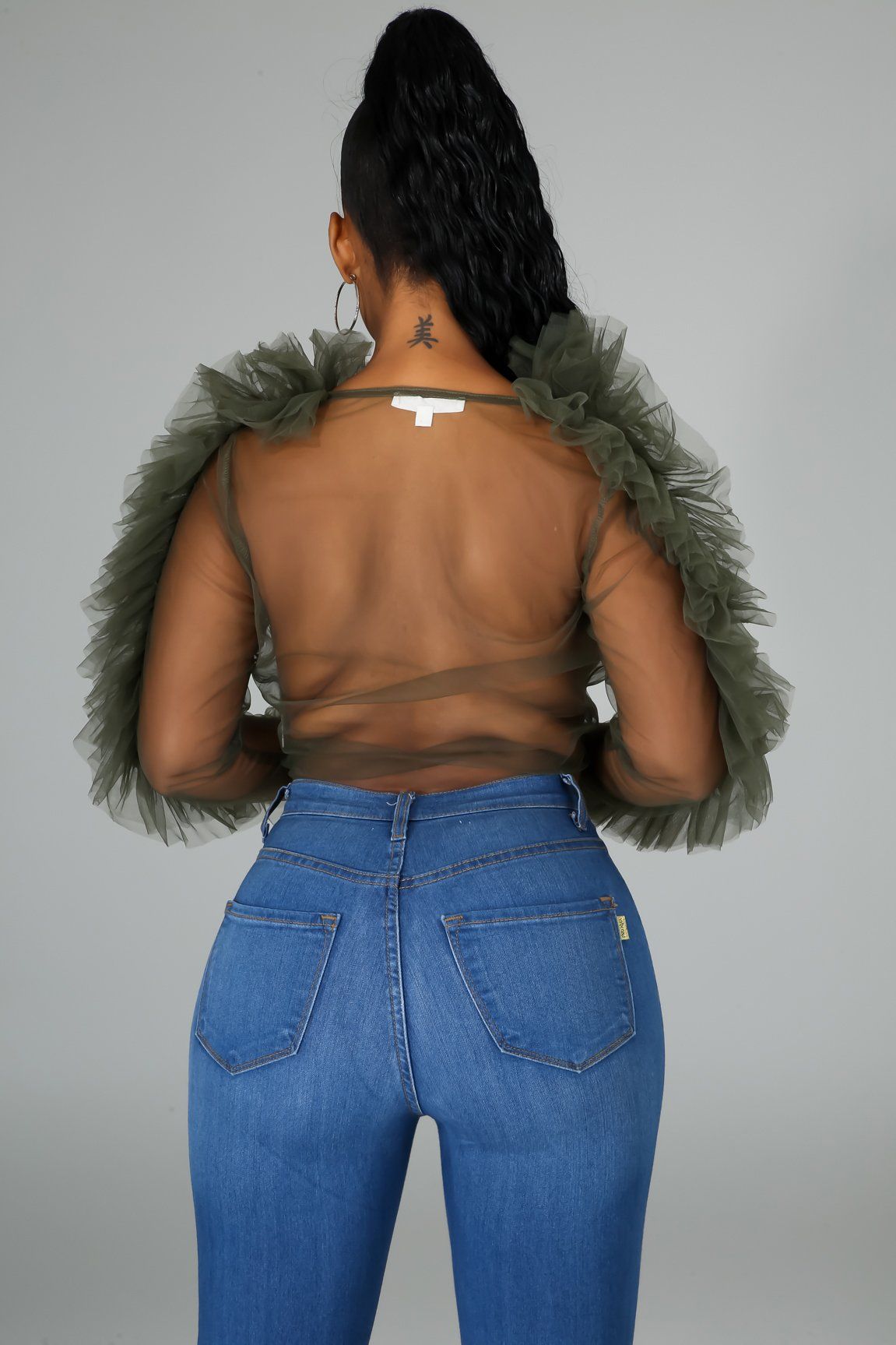 Tulle Sheer Tie Crop Top