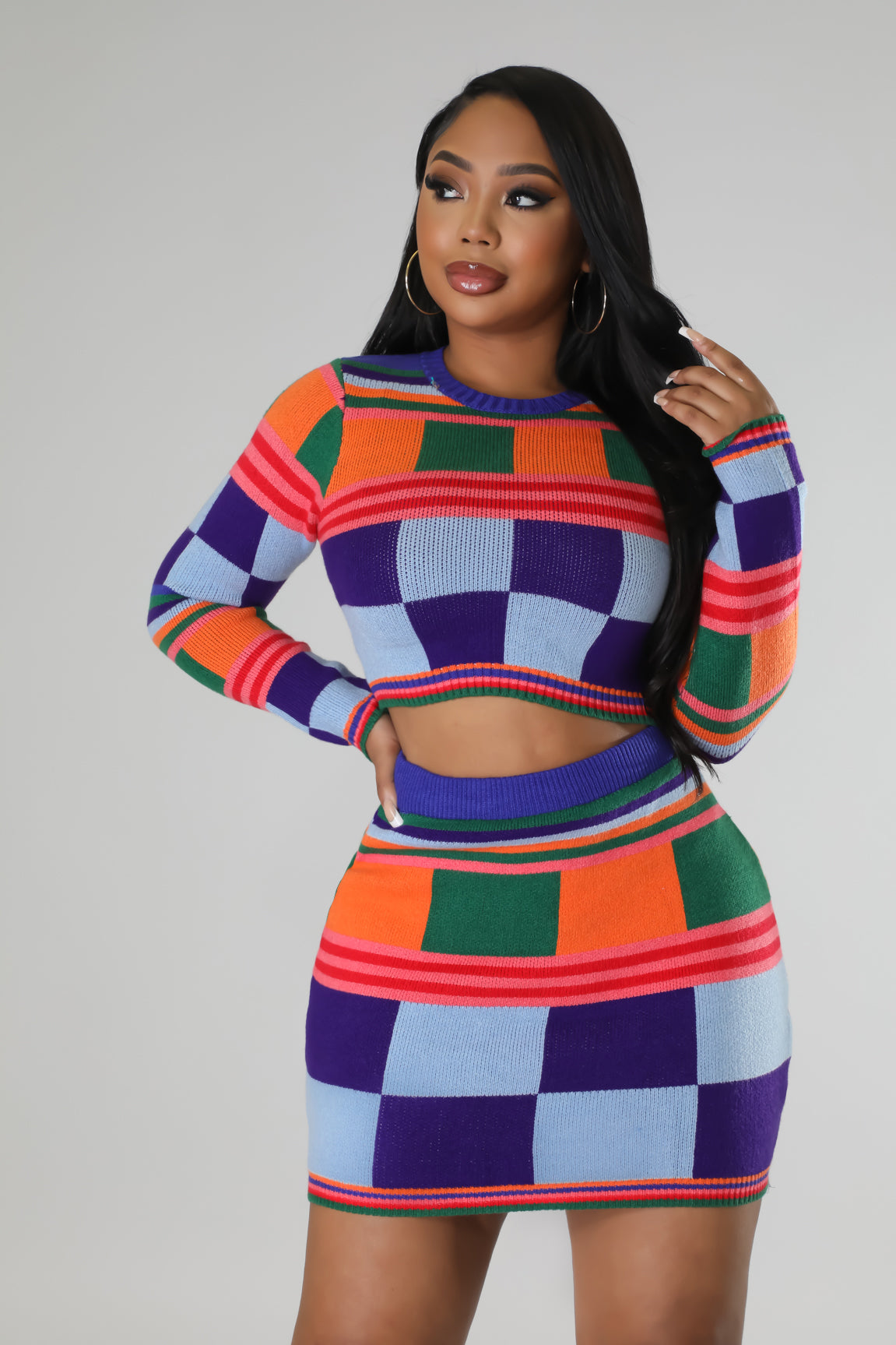 Knitted Down Skirt Set