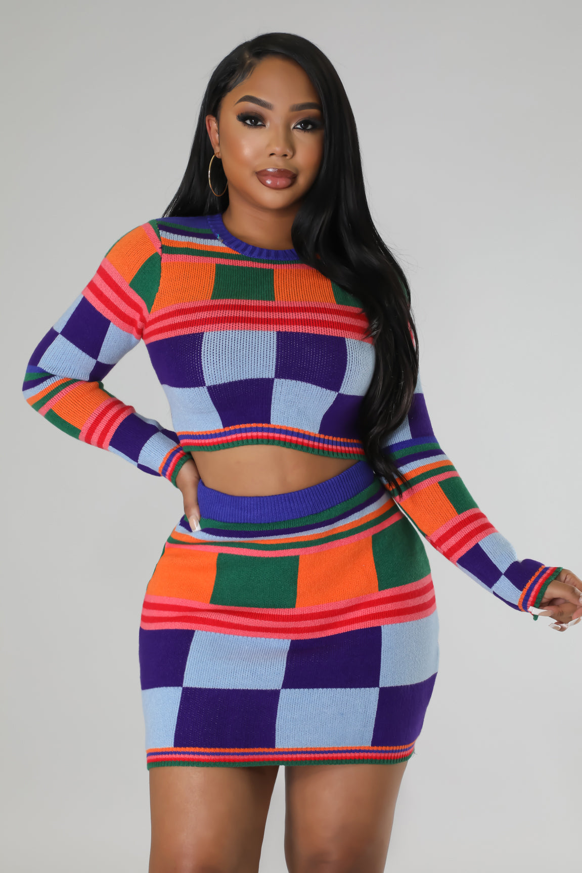 Knitted Down Skirt Set