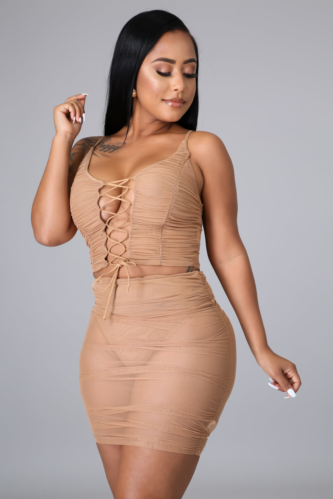 Forever Ruched Skirt Set