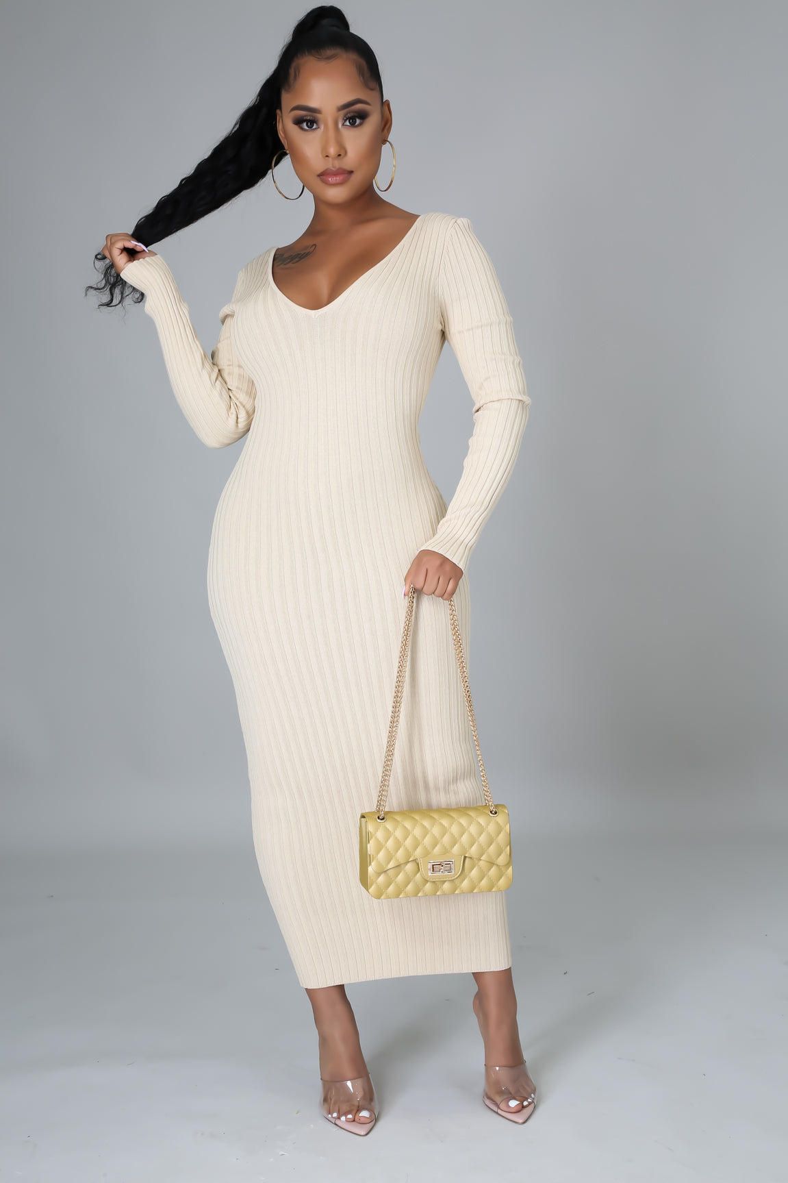 Ribbed Midi Dress