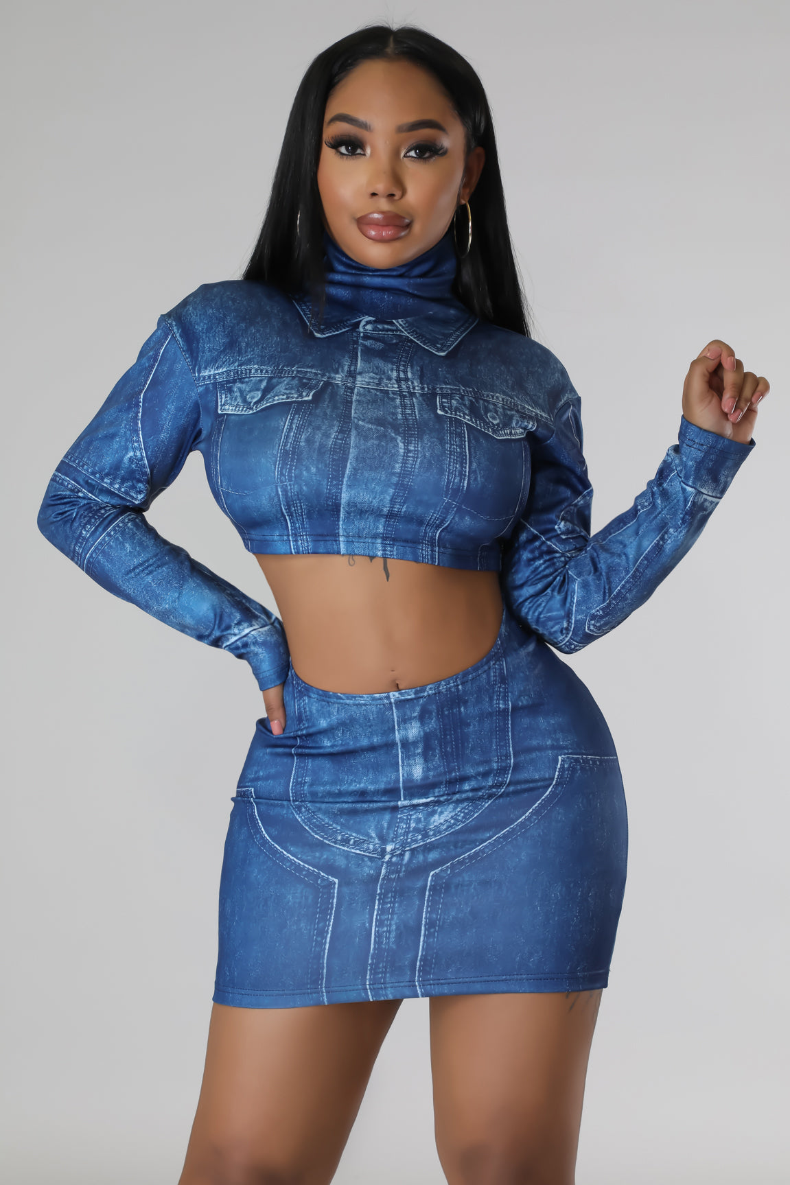 Denim Gal Skirt Set