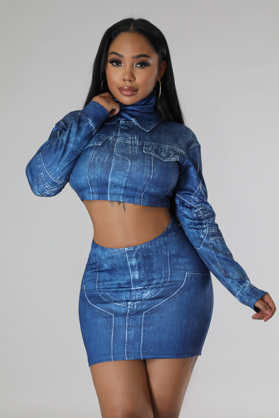 Denim Gal Skirt Set