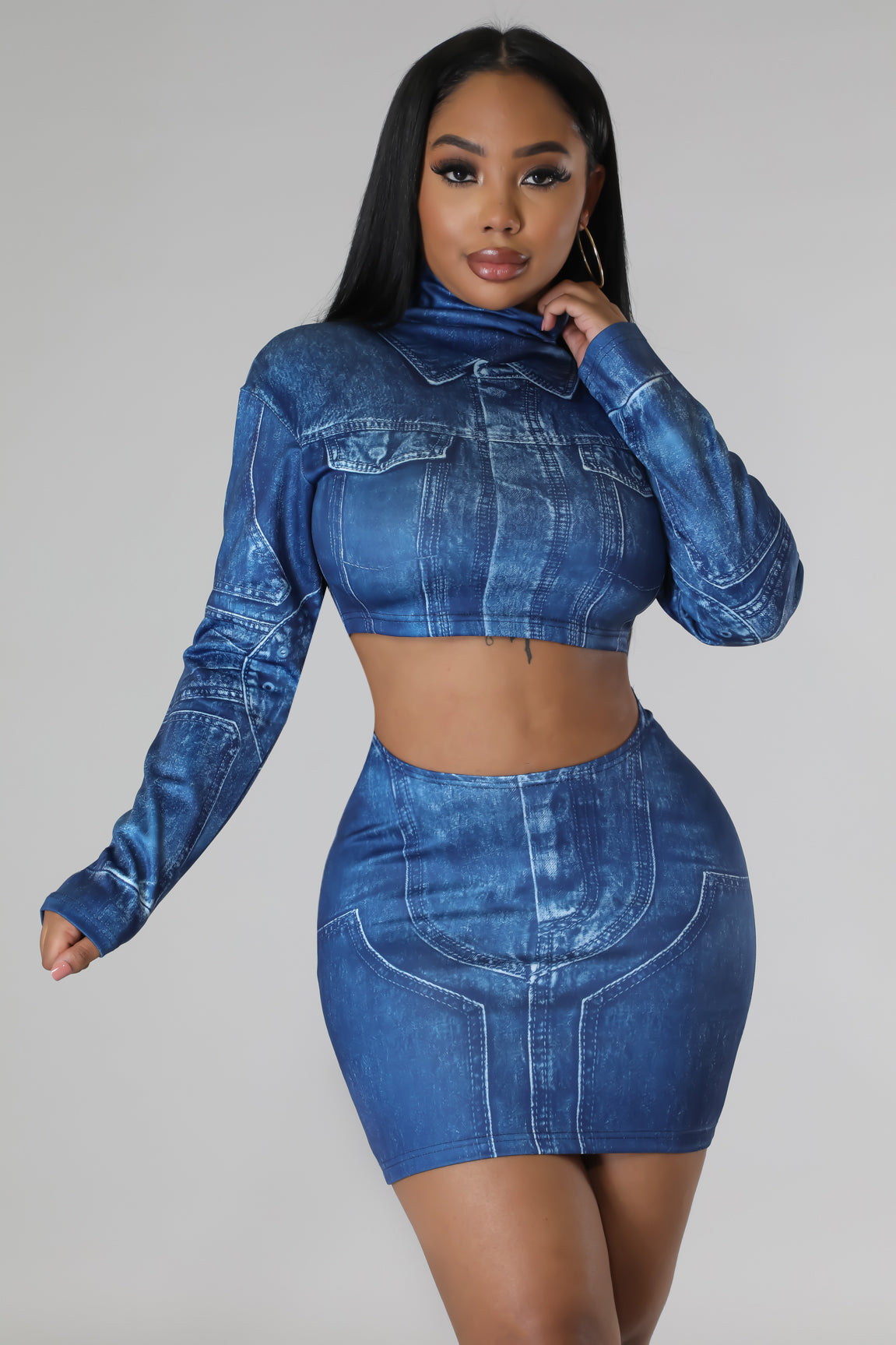 Denim Gal Skirt Set