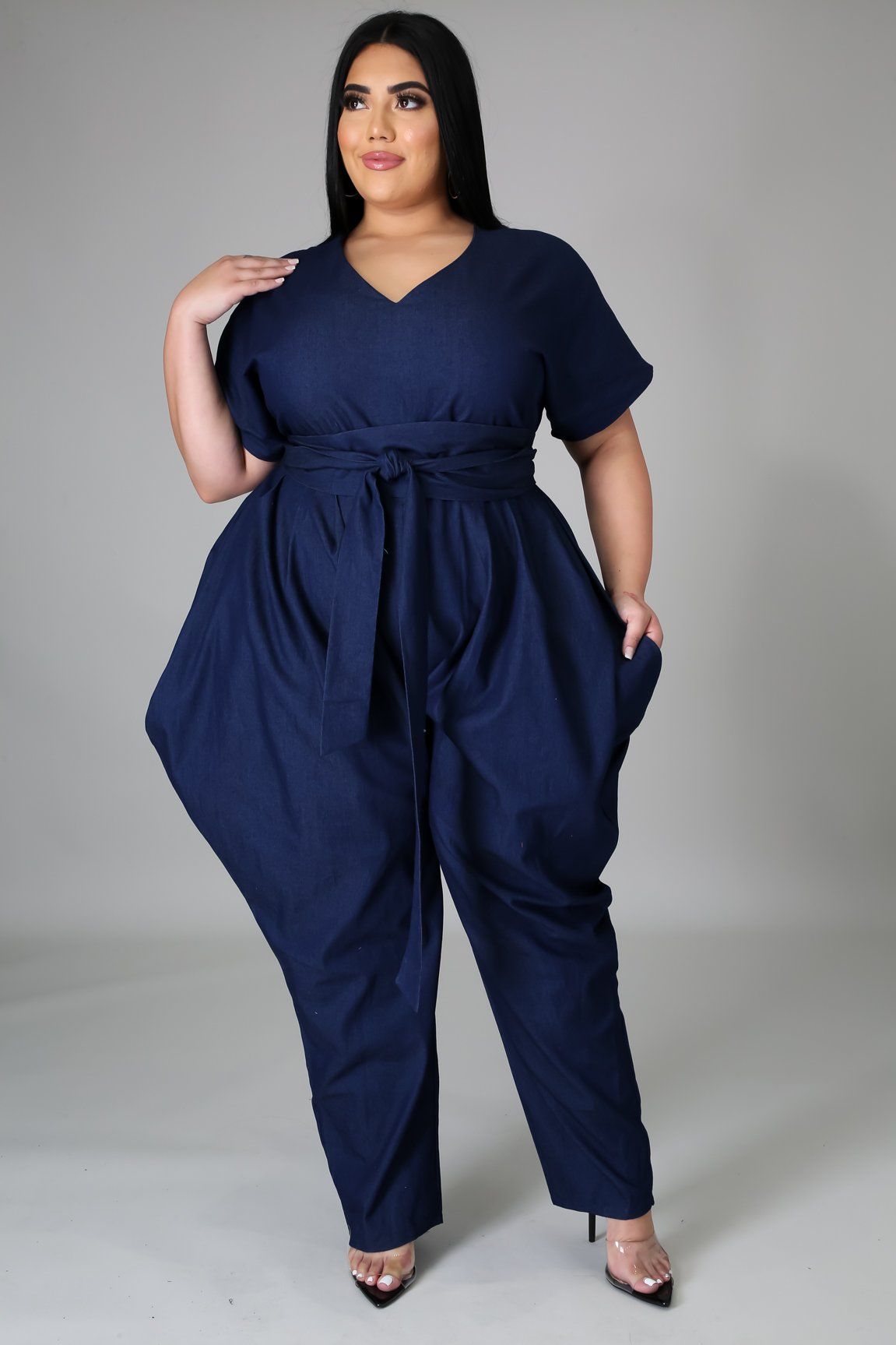 Keep Me Interested Denim Jumpsuit
