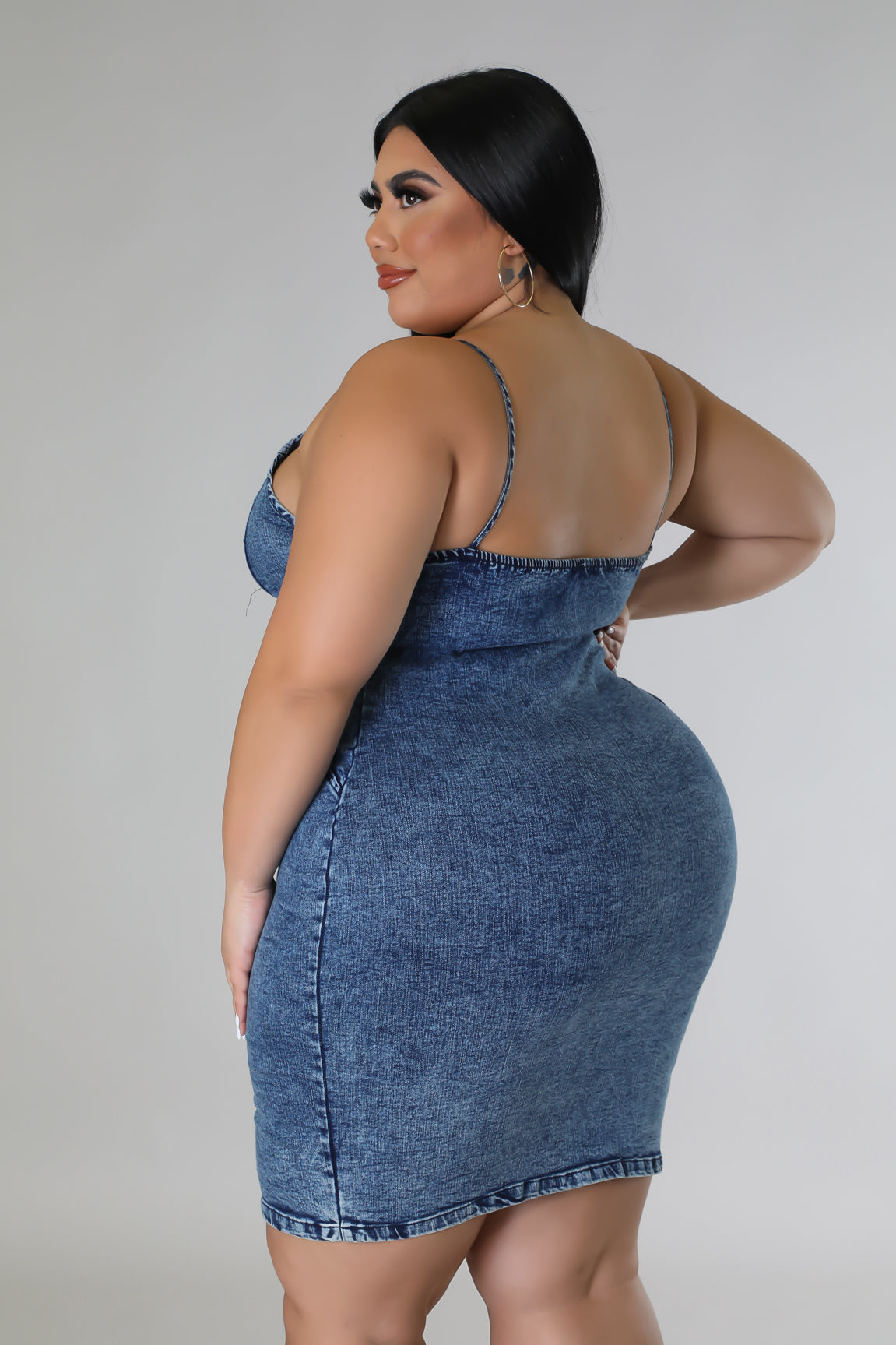 Zipper Denim Body-Con Dress