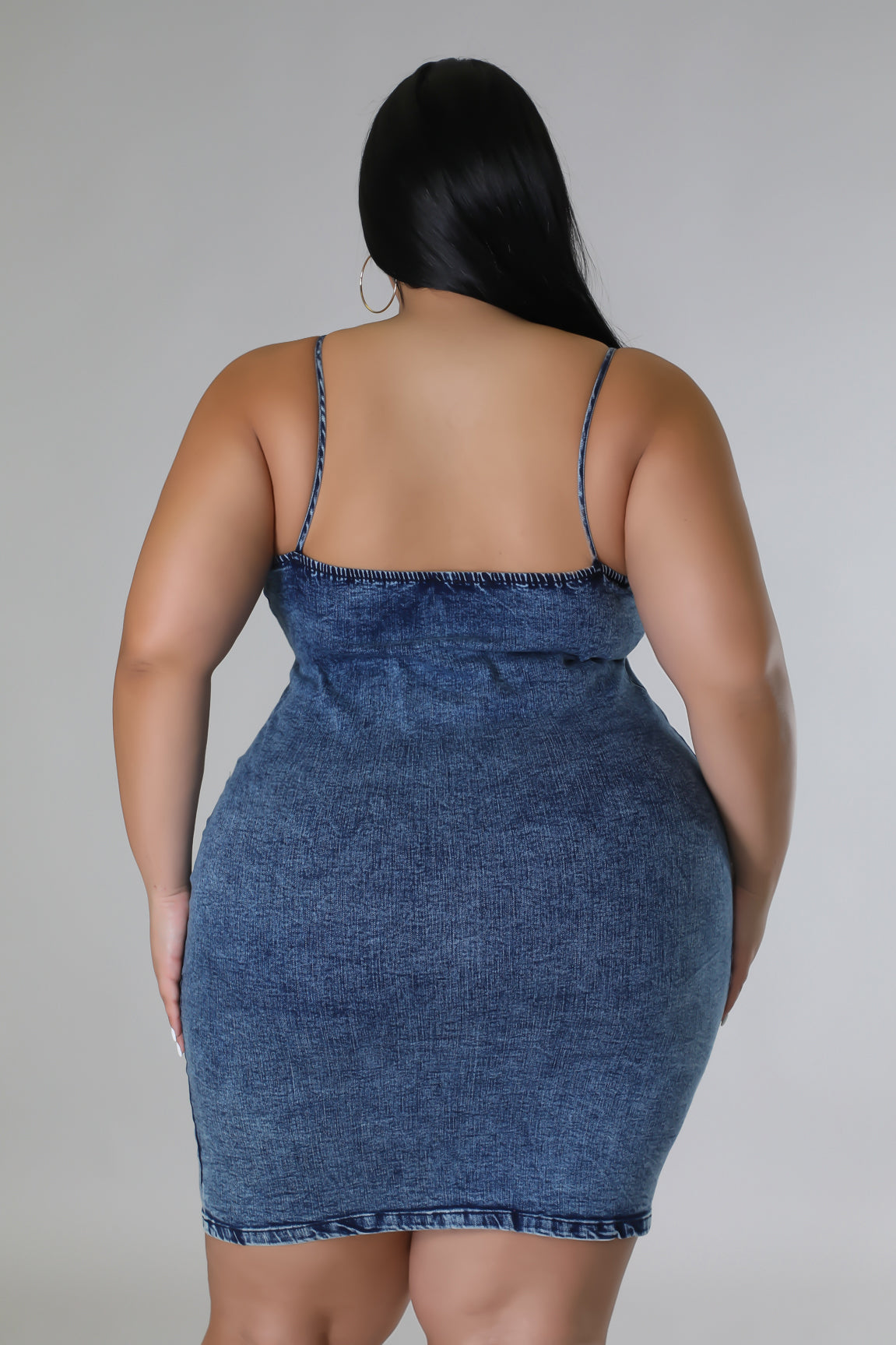 Zipper Denim Body-Con Dress