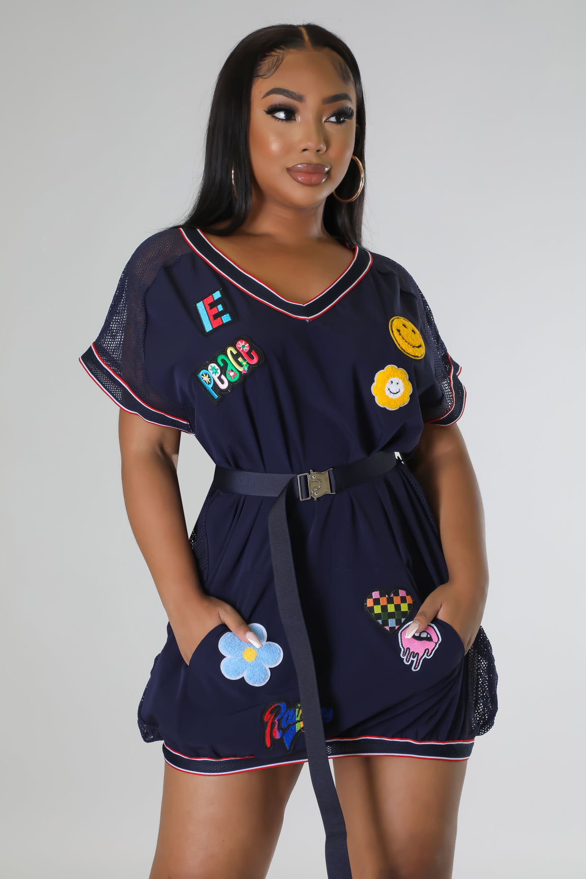 Patched Down Dress