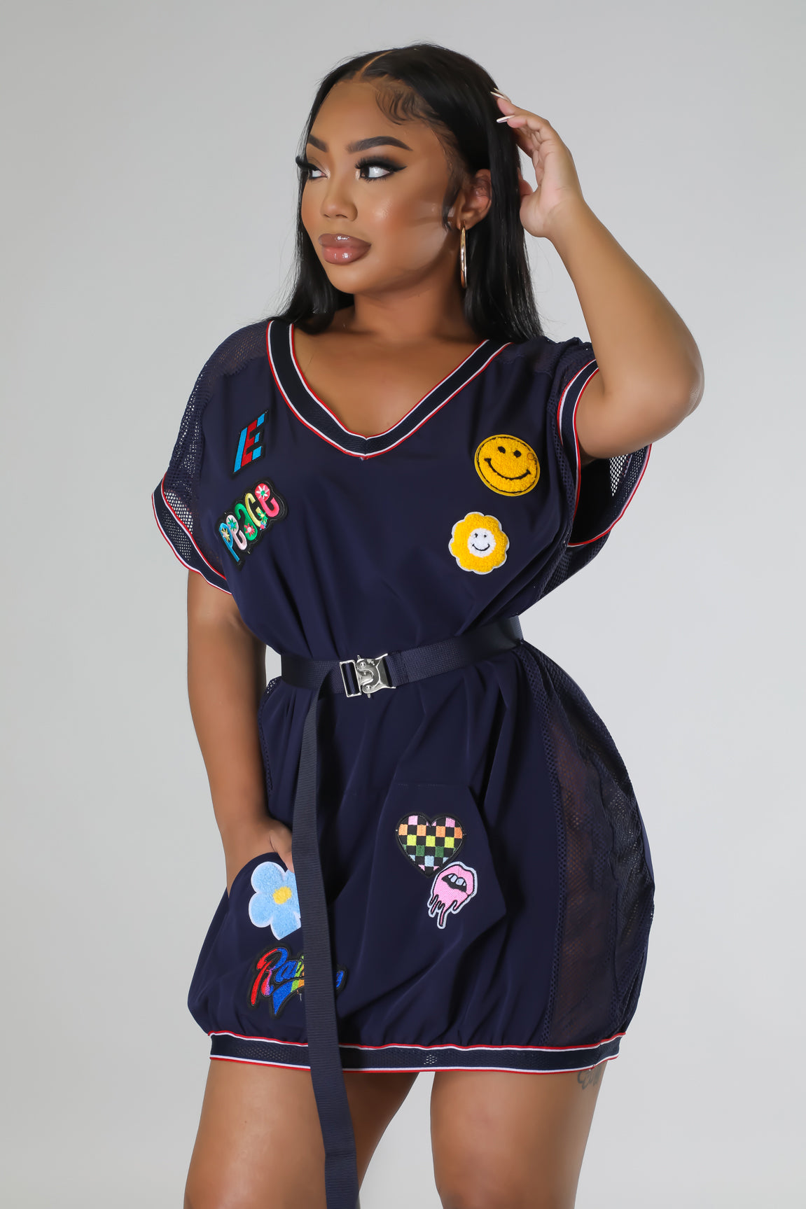 Patched Down Dress