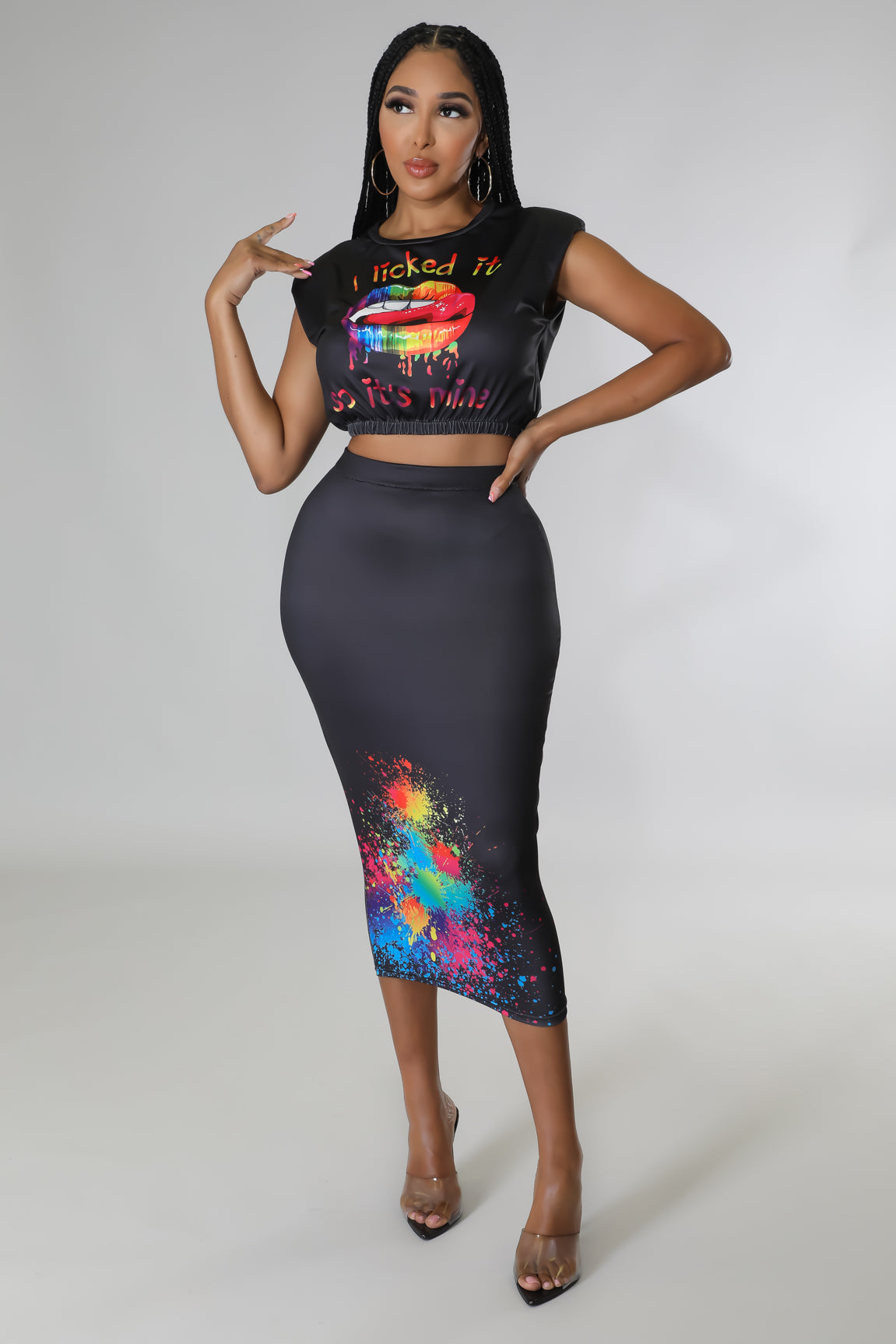 Colorful Splash Skirt Set