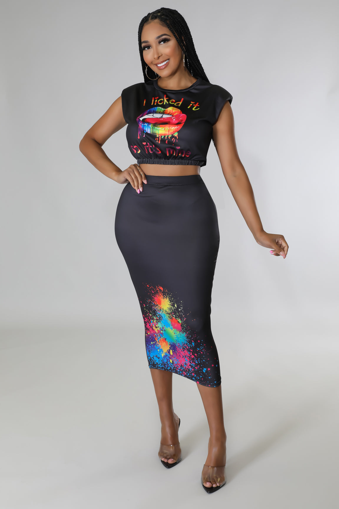 Colorful Splash Skirt Set