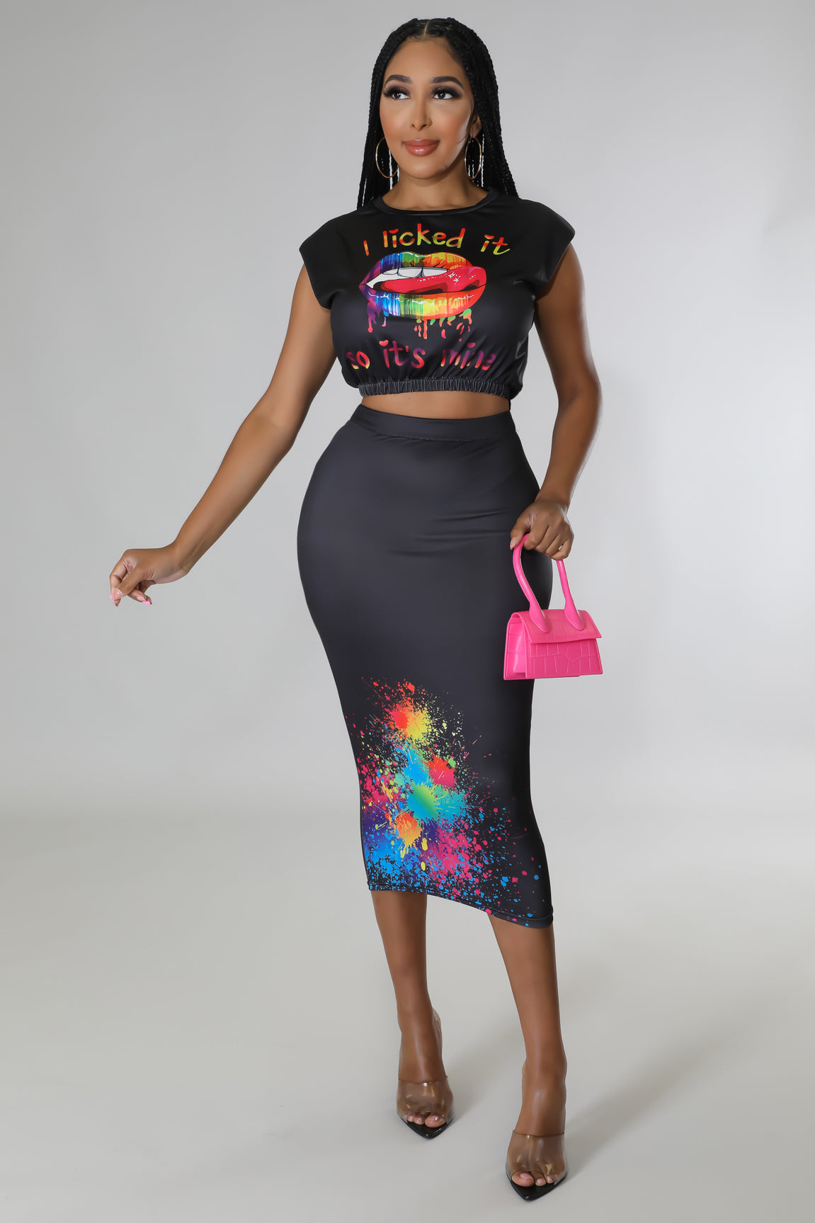 Colorful Splash Skirt Set