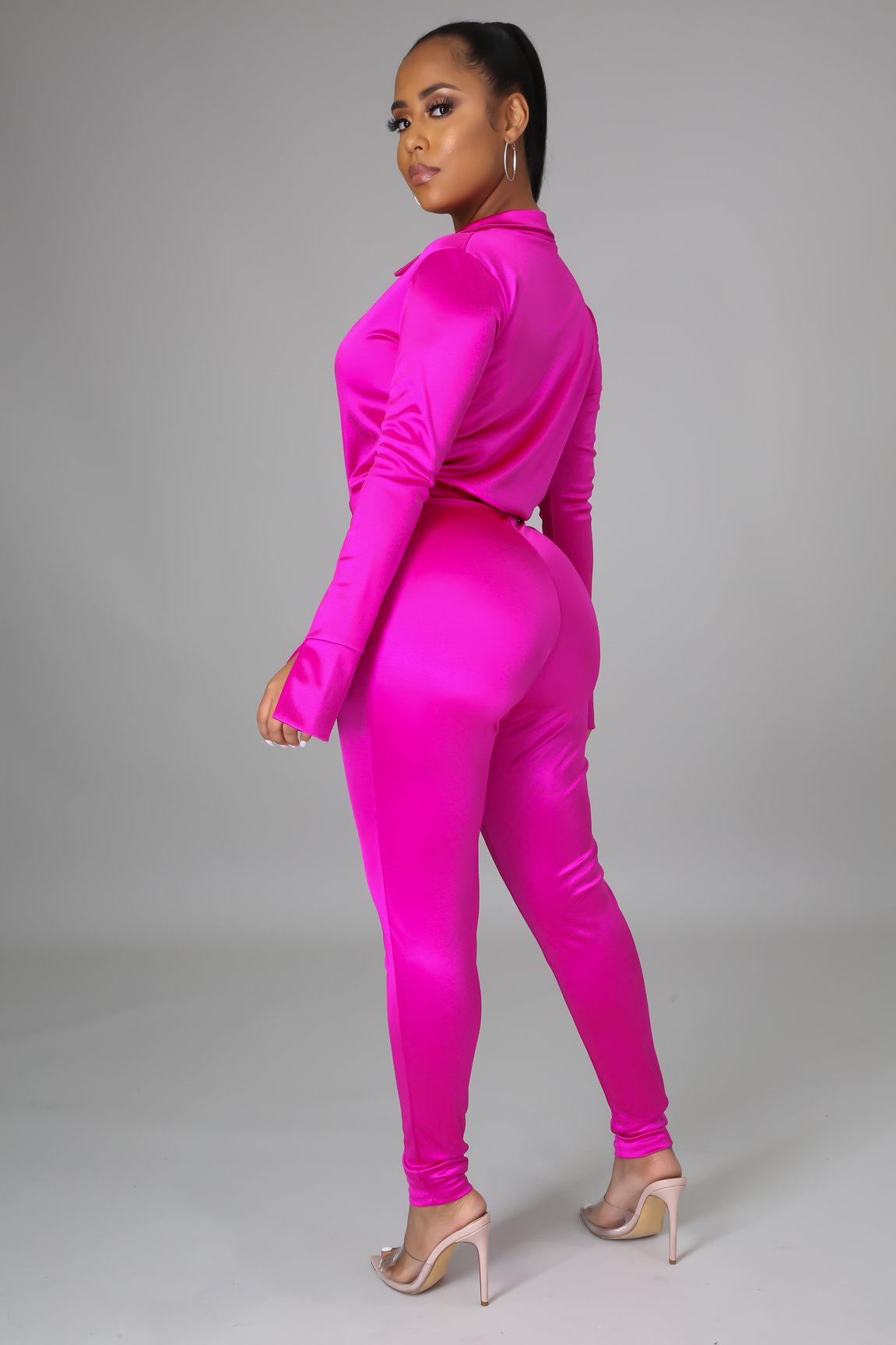 Satin Power Bodysuit Pant Set