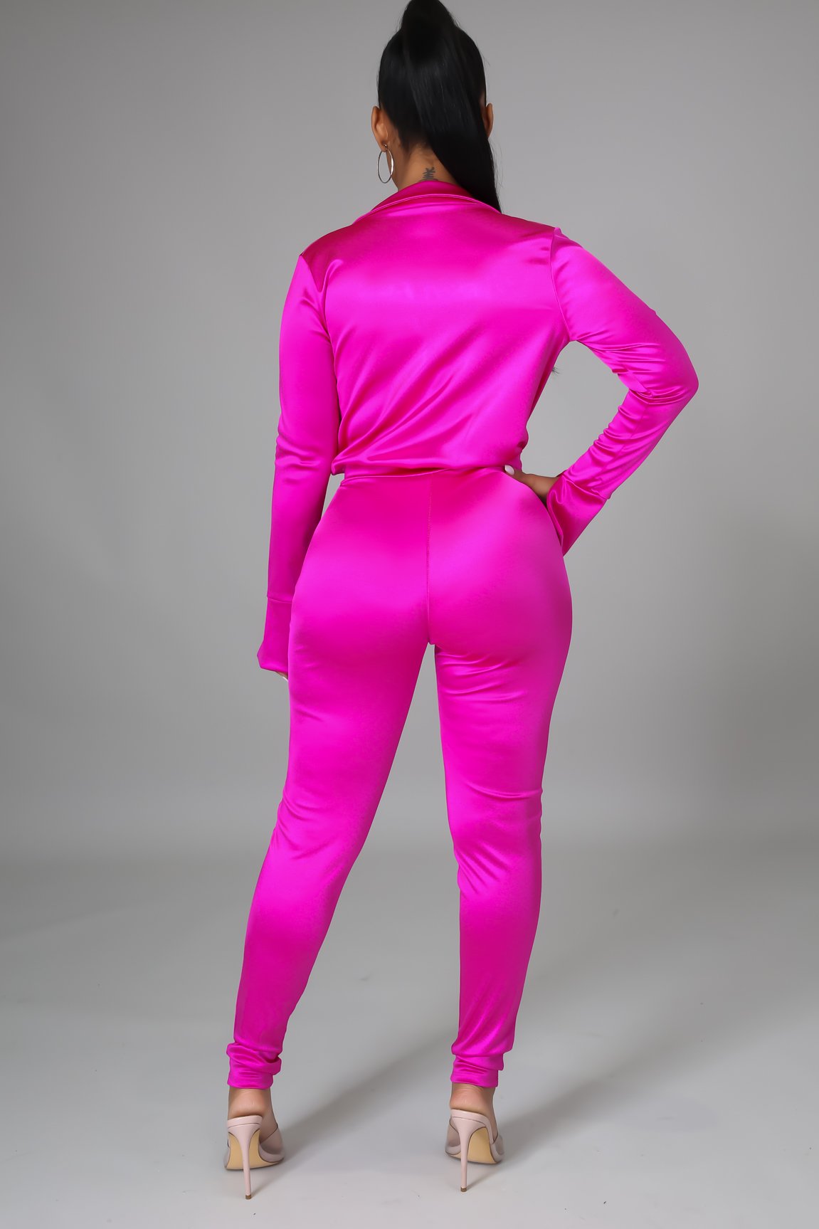 Satin Power Bodysuit Pant Set