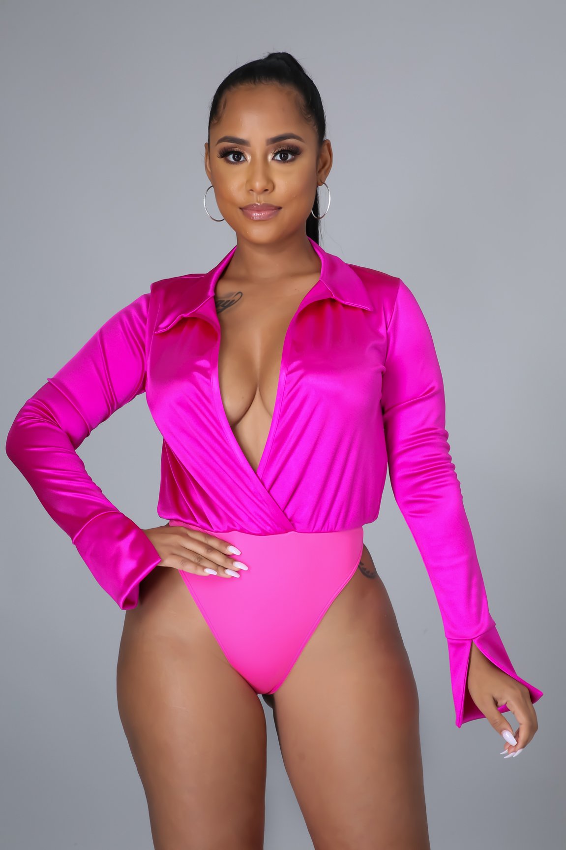Satin Power Bodysuit Pant Set