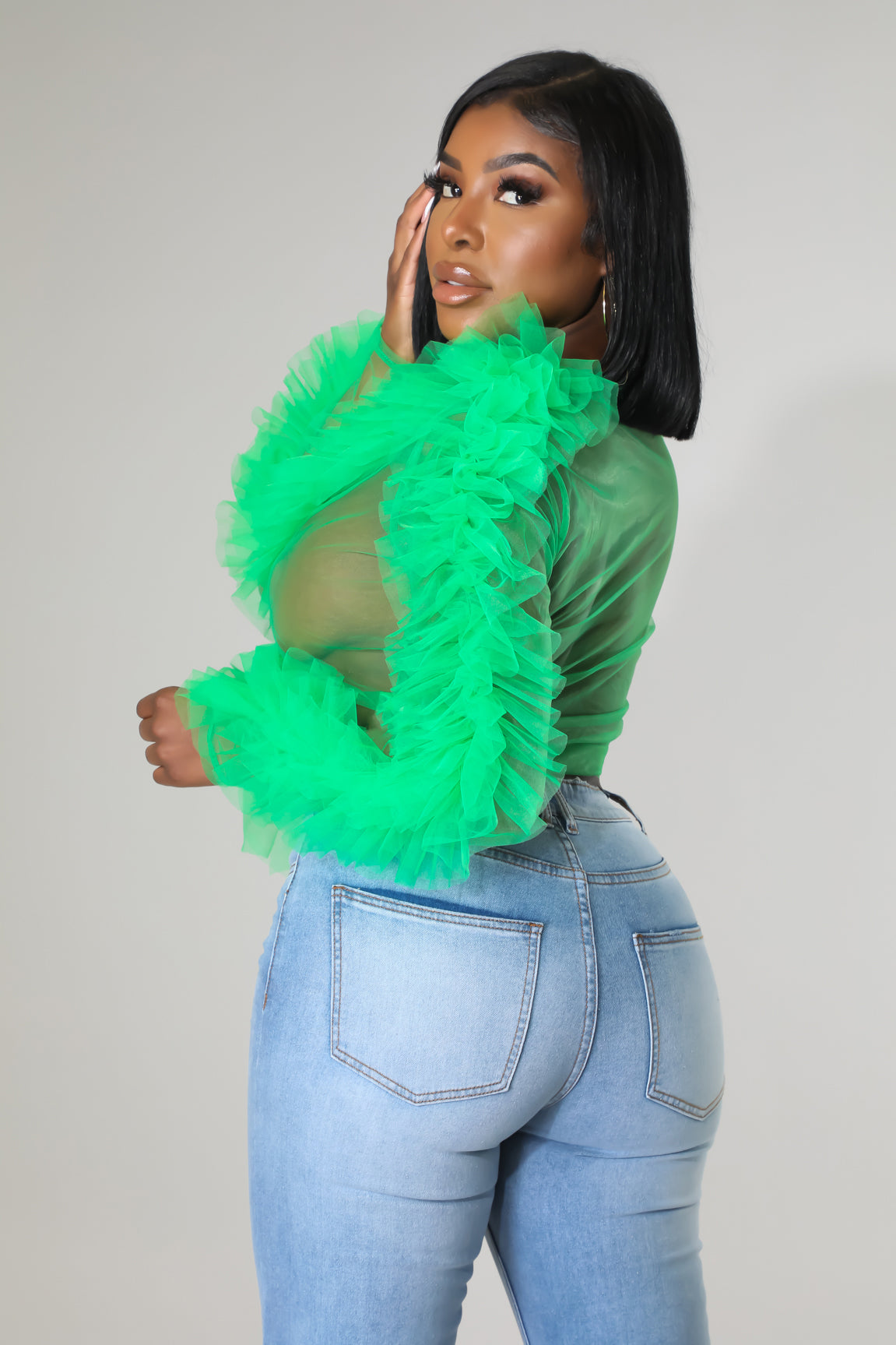 Tulle Sheer Tie Crop Top