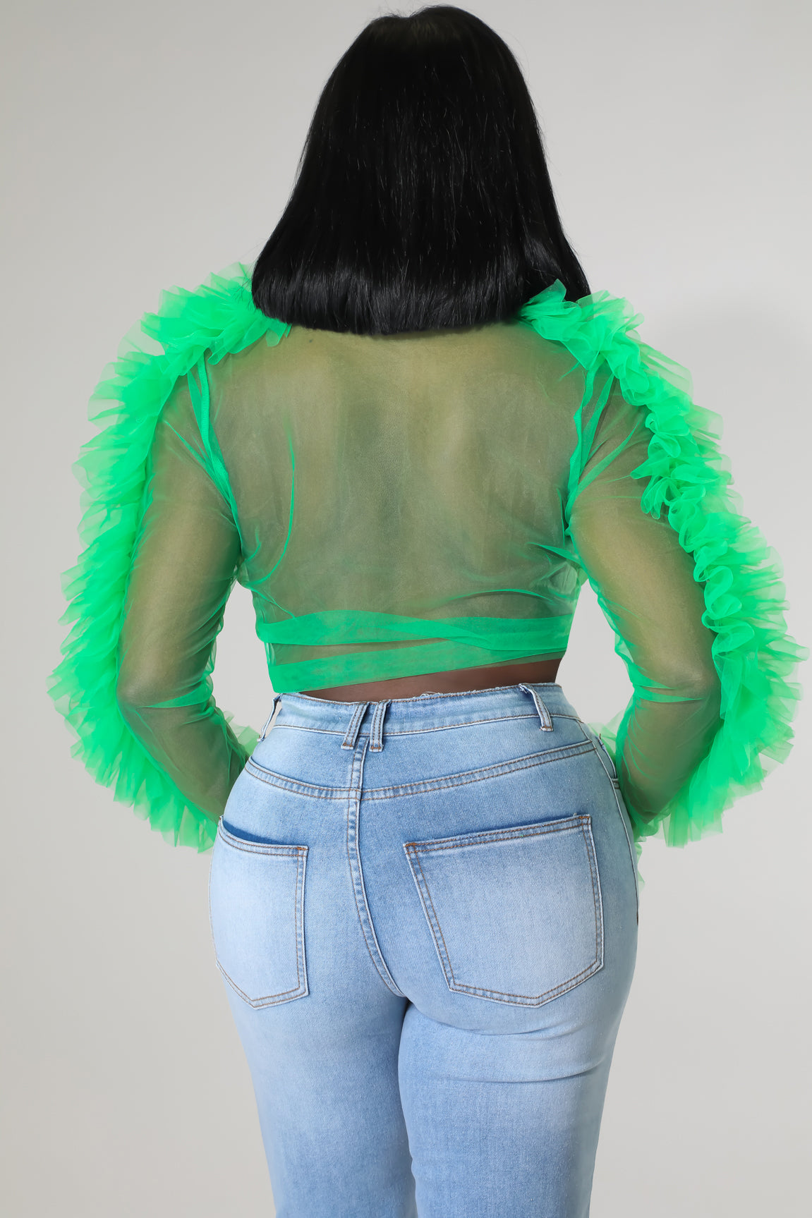 Tulle Sheer Tie Crop Top