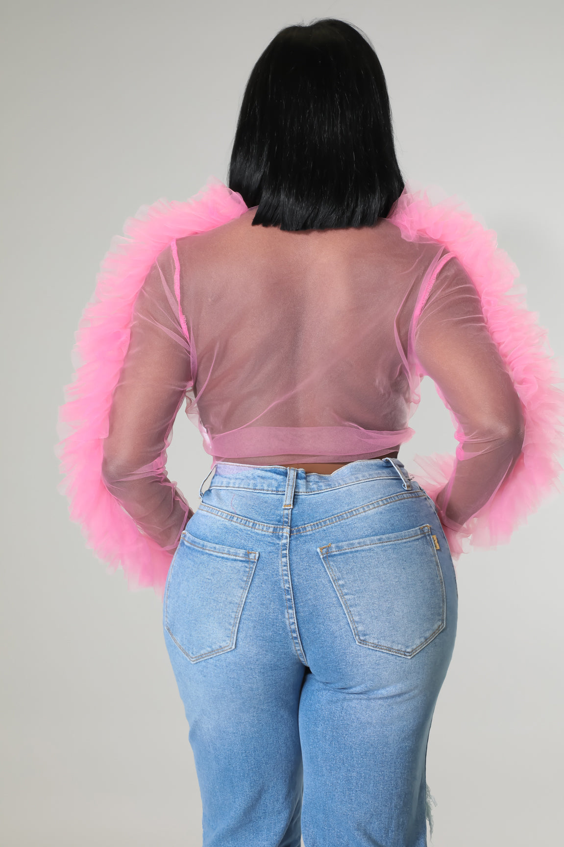 Tulle Sheer Tie Crop Top