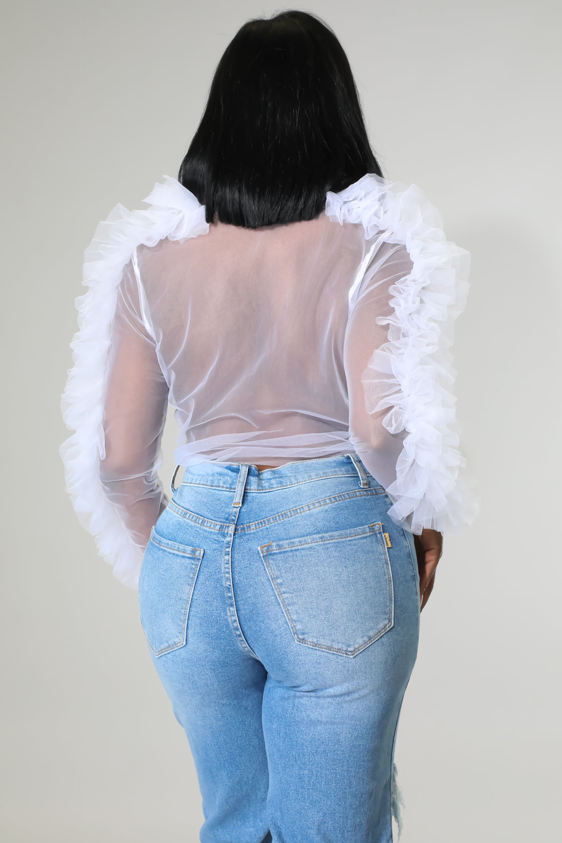 Tulle Sheer Tie Crop Top