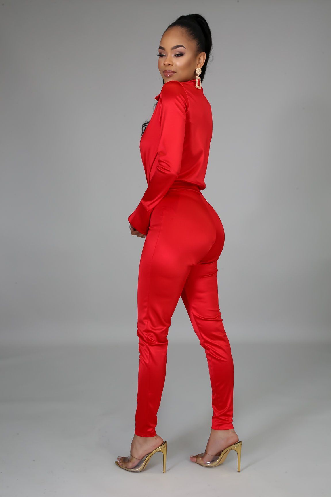 Satin Power Bodysuit Pant Set